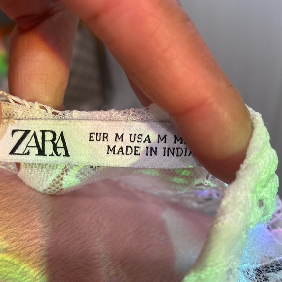 Zara Cream Lace Top Size M - Picture 4 of 6